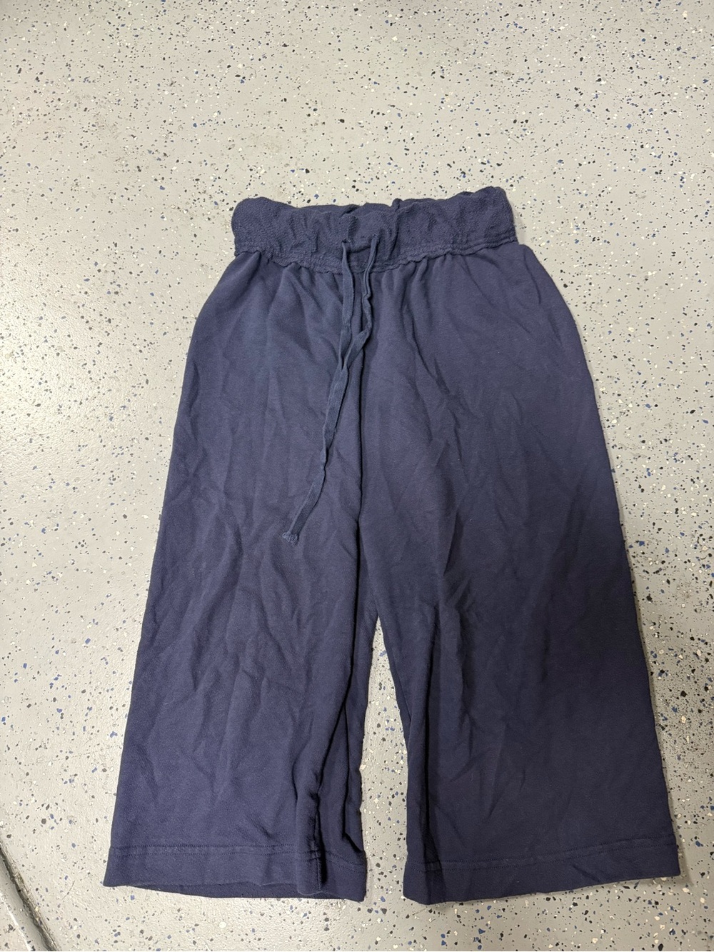 Free People Navy Cropped Wide-Leg Drawstring Pants